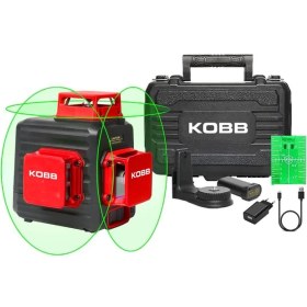 Resim Kobb KBL34G 40 Metre Profesyonel Li-Ion Şarjlı 3X360⁰ Otomatik Hizalamalı Yeşil Çapraz Çizgi Lazer Distomat 