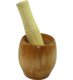 Resim Ahşap Bambu Havan Sarımsak Dövecek Ç: 7cm--d: 5.8cm--y: 8.5cm Fileli Ambalaj Kahverengi 