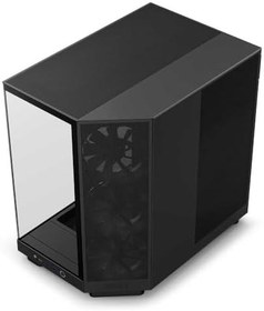 Resim NZXT H6 Flow Orta Kule ATX PC Kasası, Kompakt Çift Odacıklı Tasarım, Panoramik Temperli Cam, Yüksek Hava Akışı, 3x 120mm Fan Dahil, Kablo Yönetimi, Siyah 
