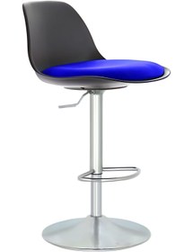 Resim Bürocci Nadya Bar Sandalyesi - Lacivert Deri - Metal Ayaklı Bar Taburesi - 9537s0103 