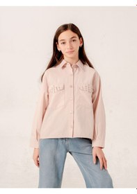 Resim Kız Çocuk Kapak Taşlı Gömlek 3159 Bej 