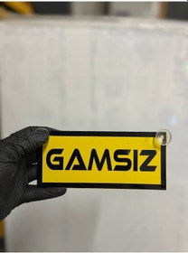 Resim Sarı Renk Üzeri Siyah Renk Gamsız Yazılı Vantuzlu Cam Süsü 