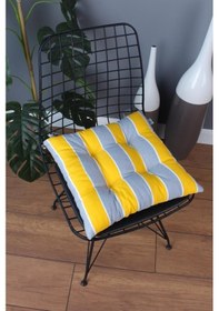 Resim Altınpamuk Altınpamuk Beta Pofidik Sarı Gri Sandalye Minderi Bağcıklı 40X40C 