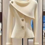 Resim Kadınlar için Şık ve Zarif Kışlık Mont - Beli Sıkılaştırıcı Tasarım, %100 Akrilik Hafif Dekoratif Düğmeli, Yuvarlak Yaka Düz Renk Sonbahar & Kış İçin Çok Yönlü Dış Giyim 