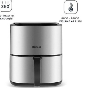 Resim Homend Airfryday 2506H 8 Farklı Program 4,2 Litre Inox Airfryer 