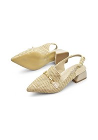 Resim Ispartalılar 9828 Kadın Topuklu Ayakkabı 4 Cm Kalın Topuk Abiye Düğün Nişan Kına Gecesi Ayakkabısı Bej 