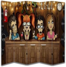 Resim Bar Tasarımlı Özel Tasarım Paravan Room Divider 180 x 200 cm 