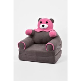 Resim TOKKO Anti Bakteriyel Portatif Katlanabilir Sünger Çocuk Koltuğu - Panda, Ayıcık Koltuk Gri Pembe 