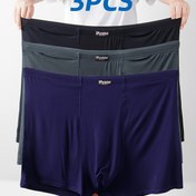 Resim 3'lü Erkek Yüksek Bel Boxer Külot, Büyük Beden, Modal & Spandex Karışımı, Elastik Bel Bandı, Koyu Mavi/Gri/Lacivert Renklerde, Makinede Yıkanabilir, 440 ila 419.57 KG'a Uygun, Büyük Beden İç Çamaşırı|Yüksek Bel Tasarımı|Dikişsiz Yapı, BÜYÜK BEDEN 
