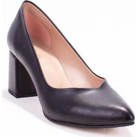 Resim Önder 382-24 Deri Kalın Yüksek Topuklu Kadın Ayakkabı Siyah 