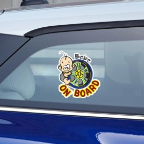 Resim TSC Arabada Sevimli Bebek Var Sticker Yapıştırma 2ADET 10CM Md4 