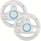 Resim Sunshine011 2 Adet Evrensel Wii Plastik Yarış Direksiyonu, Uzaktan Kumandalı Beyaz Oyun Aksesuarı 