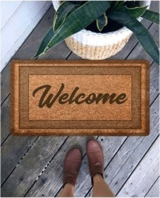 Resim Dekoratif Welcome Kahverengi Kapı Önü Paspası-Kahverengi-45 X 65 Kahverengi 