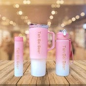 Resim 3'lü 1500ml+900ml+300ml Gradyan Renk Taşınabilir Kombinasyon Seti, Açık Hava Sporları Araba Su Şişesi, Sızdırmaz Su Bardağı, Fitness, Kamp, Okul Hediyeleri için Uygun 