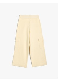 Resim Koton Basic Bol Paça Pantolon Kargo Cep Detaylı Bej 5wkg40001at Ekru 