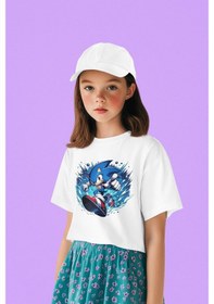 Resim Sevbano Unisex Süper Sonic Baskılı Çizgi Film Çocuk Tişört 1-12 Yaş Beyaz 