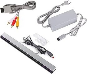 Resim Link-e : Şebeke şarj cihazı, AV kablosu ve kablolu sensör çubuğu, Nintendo Wii konsolu ile uyumlu 