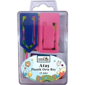 Resim Plastik Ataş Orta Boy 4 cm 15 li 1 Paket Plastik Ataç Kalp Yıldız Dikdörtgen Şekilli Ataç 1 Paket 