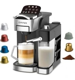 Resim Esmo Home Ox-Pro2 Espresso Kahve Makinesi 20 Bar Kapsül & Öğütülmüş Kahve, Süt Köpürtücü Latte Cappuccino 