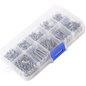Resim Jeemson 340 Adet M3 304 Paslanmaz Çelik Çapraz Kafa Vida Ve Somun Seti - 10 Farklı Uzunluk, Şeffaf Kutu İle Organize, Rust Ve Korozyon Dirençli, Ev Ve Workshop Tamiri İçin 