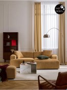 Resim S Home Design Concept Molly Mini 2 Modül Kanepe Köşe Koltuk, Sağ Köşe, Hardal Teddy 210x145 cm (Pati Dostu) 