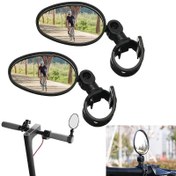 Resim 2 adet Ayarlanabilir 360° Dönebilen Bisiklet ve Elektrikli Scooter Direksiyon Aynaları - Oval ABS Arka Görüş Aynaları, Kavisli Yüzey, Dayanıklı Siyah Kaplama, Kolay Kurulum, Artan Bisiklet Güvenliği, Şık Tasarım, Sağlam Yapı 