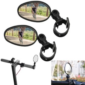 Resim 2 adet Ayarlanabilir 360° Dönebilen Bisiklet ve Elektrikli Scooter Direksiyon Aynaları - Oval ABS Arka Görüş Aynaları, Kavisli Yüzey, Dayanıklı Siyah Kaplama, Kolay Kurulum, Artan Bisiklet Güvenliği, Şık Tasarım, Sağlam Yapı 