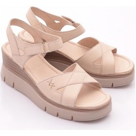 Resim Dgn 23740-23740 Kadin Kalin Taban Sandalet Bej 