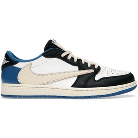 Resim Nike Air Jordan 1 Low X Travis Scott Fragment Mavi - Lacivert - Beyaz | Unisex 
