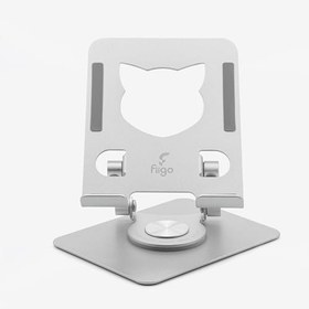 Resim fiigo 360 Derece Dönebilen Tablet ve Telefon Standı Kedi Figürlü Metal Silver 