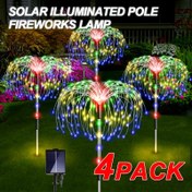 Resim 4 Adet Güneş Enerjili Bakır Tel Alev Işıklar, 8 LED Modu, Paslanmaz Çelik Direk & Otomatik Açma/Kapama Sensörü - Sıcak Beyaz ve Çok Renkli Bahçe Aydınlatması, Yürüyüş Yolu, Düğün Dekoru, Asılı Solar Işıklar, Peyzaj Aydınlatması, Dayanıklı Yapı, Dış Mekan Dekorasyonu 