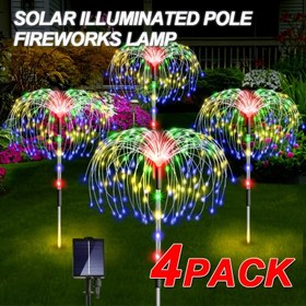 Resim 4 Adet Güneş Enerjili Bakır Tel Alev Işıklar, 8 LED Modu, Paslanmaz Çelik Direk & Otomatik Açma/Kapama Sensörü - Sıcak Beyaz ve Çok Renkli Bahçe Aydınlatması, Yürüyüş Yolu, Düğün Dekoru, Asılı Solar Işıklar, Peyzaj Aydınlatması, Dayanıklı Yapı, Dış Mekan Dekorasyonu 