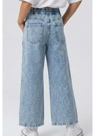Resim Breeze Kız Çocuk Jean Pantolon Bağcıklı Bel Kısmı Lastikli 7-12 Yaş, Açık Mavi 