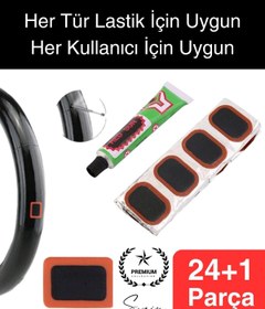 Resim Svein Ekstra Güçlü Araba Bisiklet Motosiklet Soğuk Yama Lastik Tamir Yaması Seti 24 Parça Kolay Pratik 