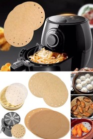 Resim Munico 100 Adet Hava Fritöz Astarları Hava Fritöz Kızartma Pişirme Kağıtları Bambu Delikli Kağıt Yapışmaz 