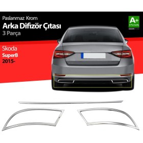 Resim Drs Tuning Skoda Superb Krom Egzoz Çıkışı 3 Parça Set 2015-2019 