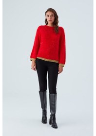 Resim Peraluna De Vılle Pullover Kol Ve Etek Ucu Simli Kadın Triko Kazak Kırmızı-kırmızı Kırmızı 