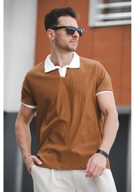 Resim Ht 945061 Slim Fit Likralı Kısa Patlı Apaç Yaka Erkek Tshirt 001 