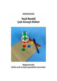 Resim Yuvarlak Kesim Ambalaj Etiketi - Yeşil Renk - 5cm - 250 Adet 