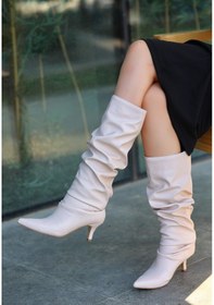 Resim Zelya Bej Cilt Topuklu Çizme Çok Renkli 