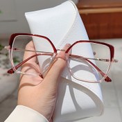 Resim 1 adet Kadın Yeni Kare Tam Çerçeve Metal Gözlük, Moda, Şeffaf, Çok Renkli 