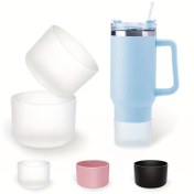 Resim 2 Adet Stanley Cup 40oz ve Stanley IceFlow 20oz 30oz için Silikon Bot, Stanley Cup Aksesuarları için Koruyucu Silikon Su Şişesi Alt Kılıfı, Gürültüyü Azaltır, Kırmızı 