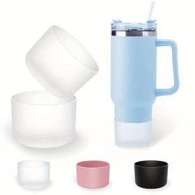 Resim 2 Adet Stanley Cup 40oz ve Stanley IceFlow 20oz 30oz için Silikon Bot, Stanley Cup Aksesuarları için Koruyucu Silikon Su Şişesi Alt Kılıfı, Gürültüyü Azaltır, Kırmızı 