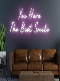 Resim You Have The Best Smile Yazılı Neon Tabela Pembe 