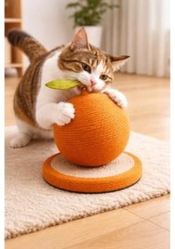 Resim Meyve Temalı Kedi Tırmalama Oyuncağı, 23 Cm Doğal Jüt Halat 