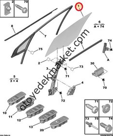 Resim Peugeot 308 (2020-2025) Sol Ön Kapı Camı (Orijinal) 