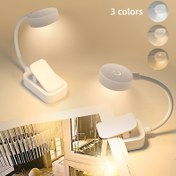 Resim 1 adet Beyaz LED Klipsli Kitap Lambası, 3 Renk Sıcaklığı, Ayarlanabilir Parlaklık, Mini Taşınabilir Okuma Lambası, Yatak Yanı, Okuma, İş, Çalışma İçin Geliştirilmiş Versiyon - Pil ile Çalışır (Pil Olmadan), Okuma Lambası | Dekoratif Yatak Yanı Lambası | Ayarlanabilir LED Işık 