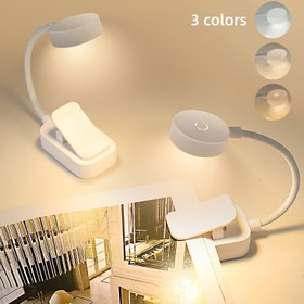Resim 1 adet Beyaz LED Klipsli Kitap Lambası, 3 Renk Sıcaklığı, Ayarlanabilir Parlaklık, Mini Taşınabilir Okuma Lambası, Yatak Yanı, Okuma, İş, Çalışma İçin Geliştirilmiş Versiyon - Pil ile Çalışır (Pil Olmadan), Okuma Lambası | Dekoratif Yatak Yanı Lambası | Ayarlanabilir LED Işık 