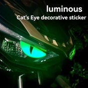 Resim 3D Kedi Gözü Motor ve Araba Dekoratif Sticker, Parlayan Kauçuk Gece Işığı Decal, Araç Dış Mekan Geliştirme için Göz Kamaştırıcı Küçük Şeytan Tasarımı 
