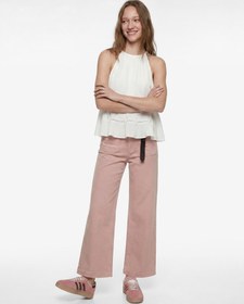 Resim Yüksek Bel Rahat Kalıp Cep Detaylı Geniş Paça Pantolon - Culotte Jeans 